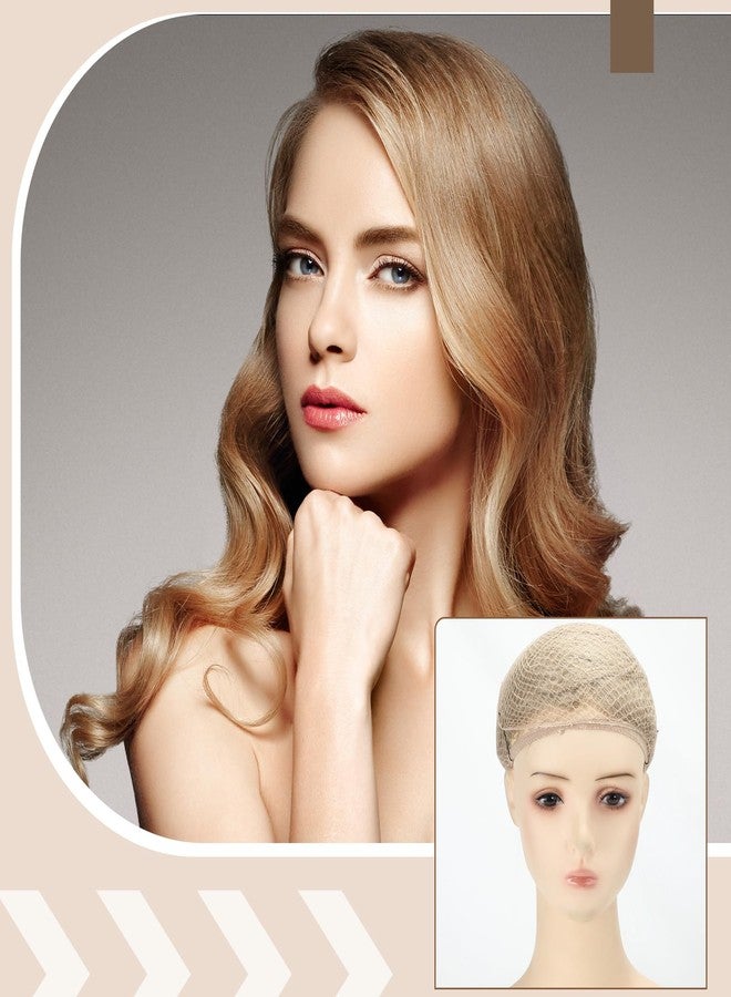 FineCheer Beige 6 Pcs Mesh Wig Cap for Long Hair Net Wig Caps Short Hairnet Mesh Net for for Women Non Slip Hair Nets Accessory for Halloween Cosplay - Image 5